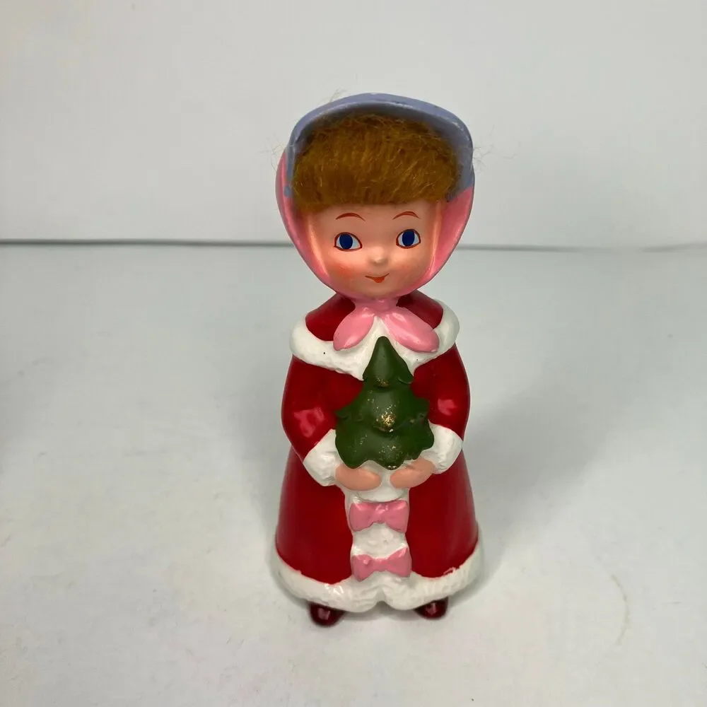 Vintage Napco Set Of 4 Christmas Carolers Figurines With Hair - Japan #7974